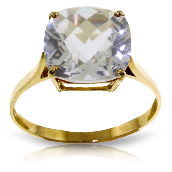 GOLD RING W/ NATURAL CHECKERBOARD CUT WHITE TOPAZ main image 0